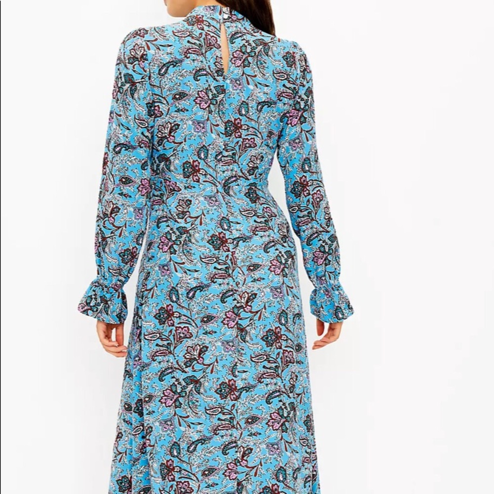 LOFT BOUQUET MOCK NECK MIDI DRESS